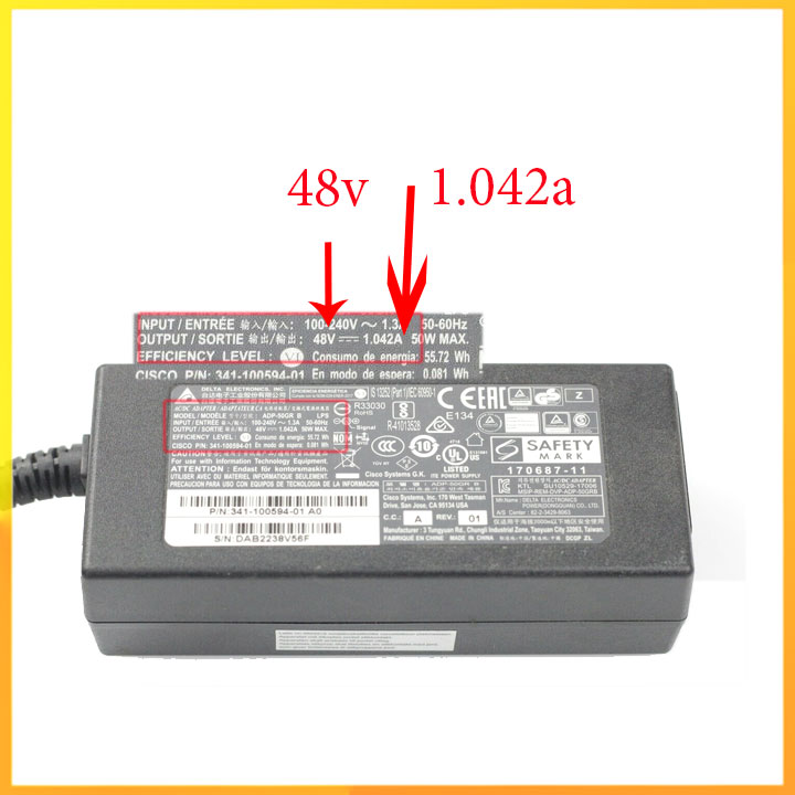 Nguồn adapter Delta 48v 1.042a bảo hành 1 năm