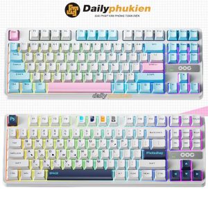 BÀN PHÍM CƠ KHÔNG DÂY OCG GK87 3 CHẾ ĐỘ LED RGB