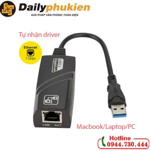 Cáp chuyển USB 3.0 sang lan giga tự nhận không cần cài đĩa