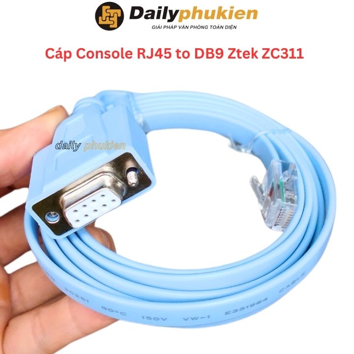 Cáp Console Cisco RJ45 sang DB9 RS232 dài 1.5m chính hãng Ztek ZC311