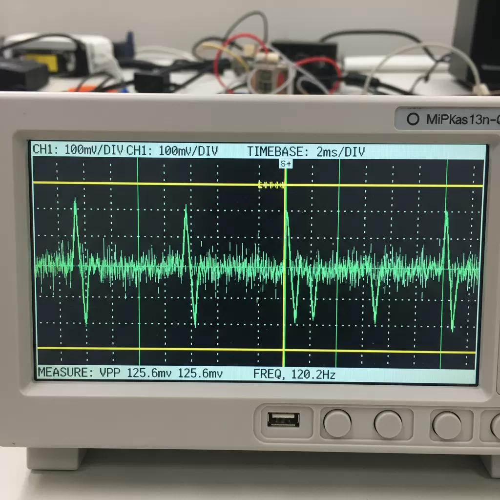 gemini_image_1772203706 Phân tích độ nhiễu gợn sóng của nguồn switching trên máy hiện sóng