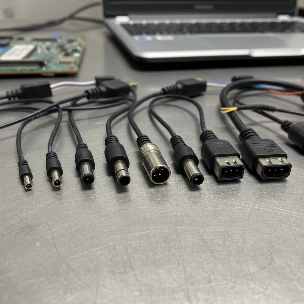 gemini_image_1772205174 Các loại đầu cắm DC chân tròn đa dạng về kích thước