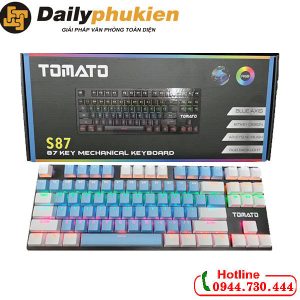 Phím cơ mini Tomato S87 bản mix xanh lam trắng