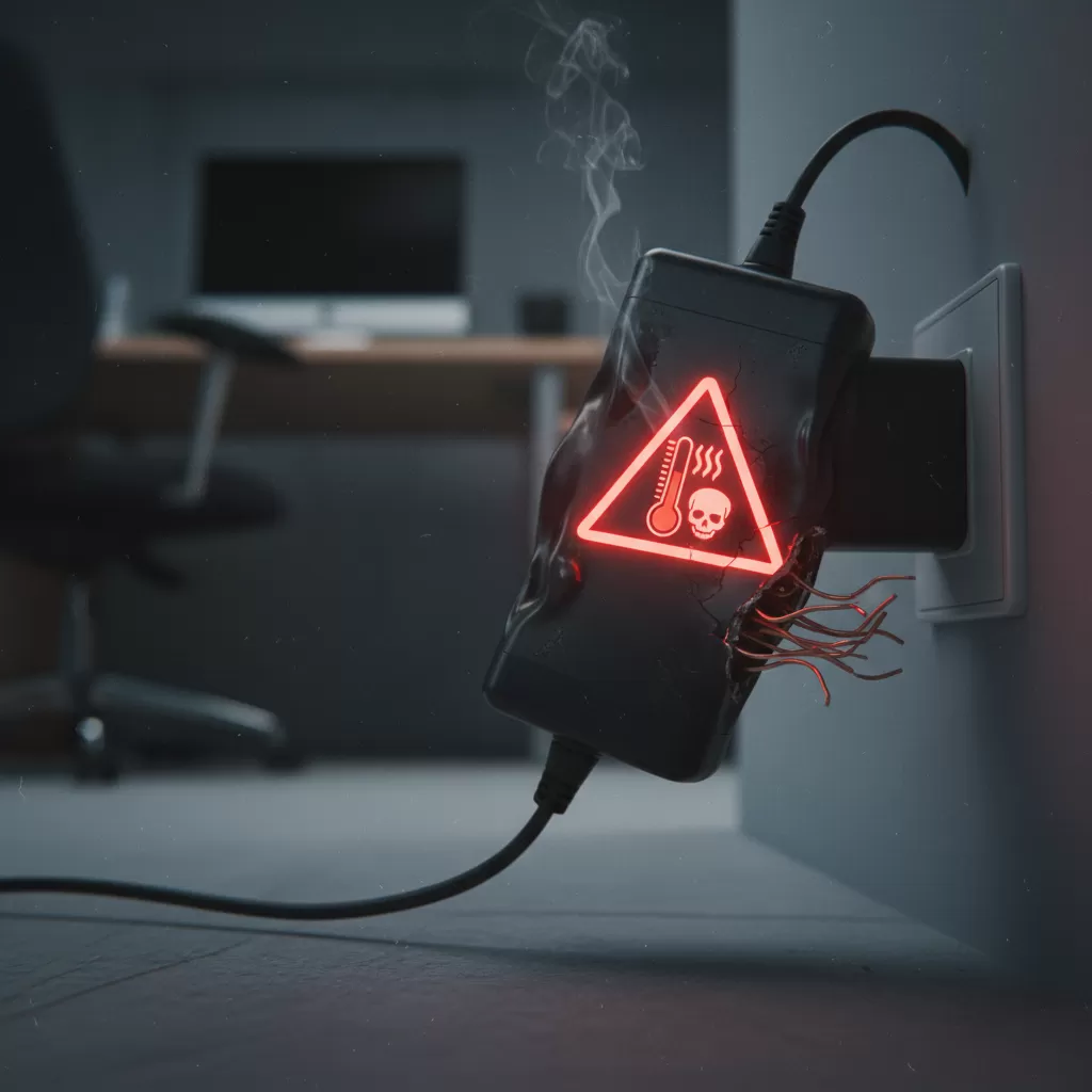 Sạc laptop quá nóng hoặc có mùi khét là dấu hiệu nguy hiểm cần thay thế ngay lập tức