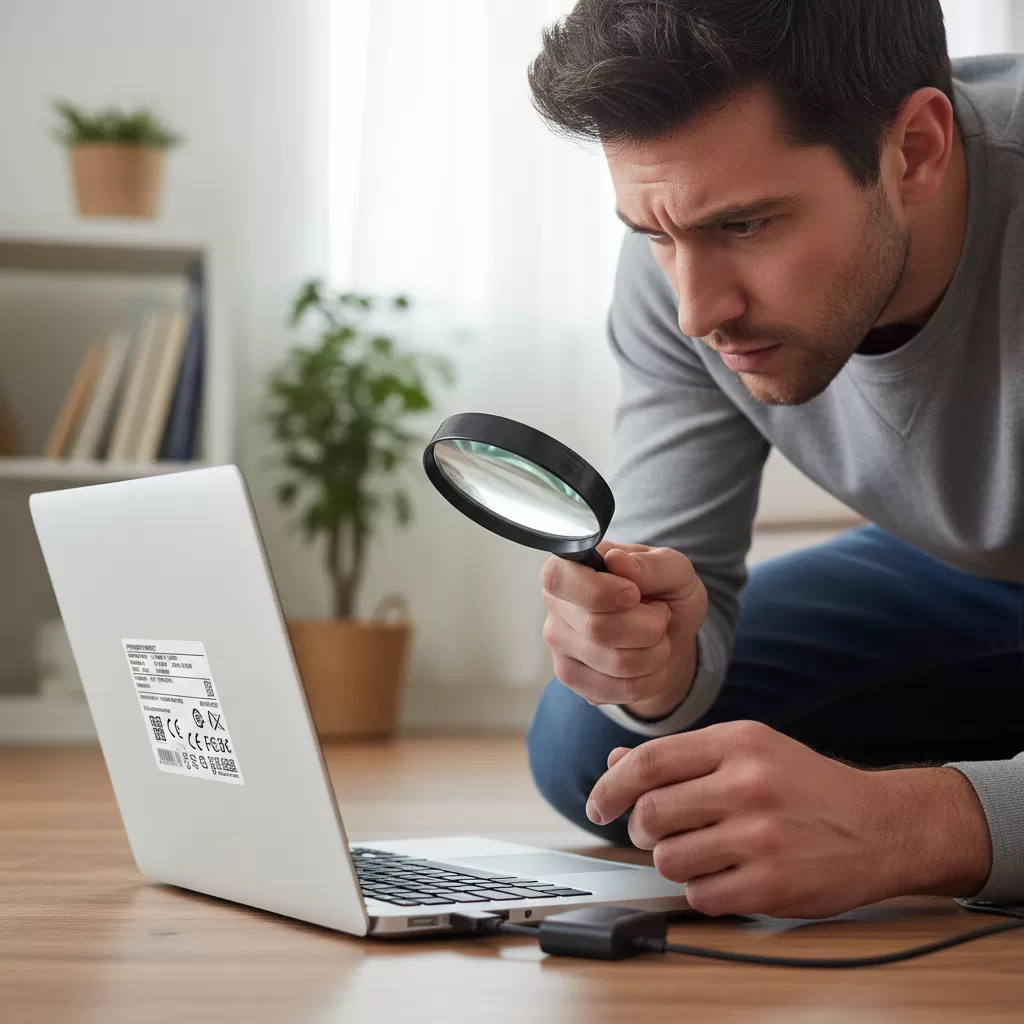 Vị trí kiểm tra thông số điện áp và cường độ dòng điện dưới đáy laptop