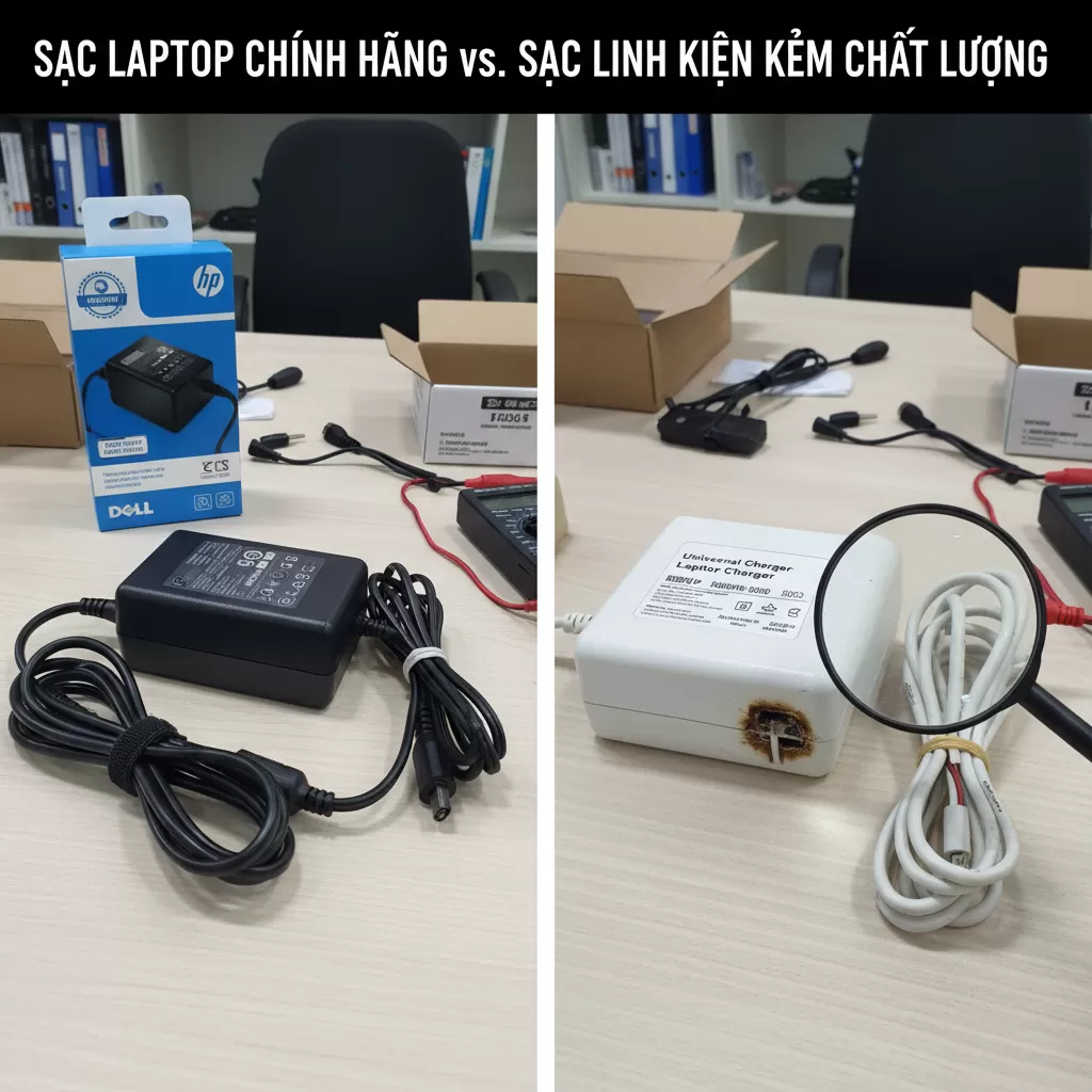 Sạc chính hãng thường có độ hoàn thiện cao và các chi tiết in ấn sắc nét hơn hàng giả