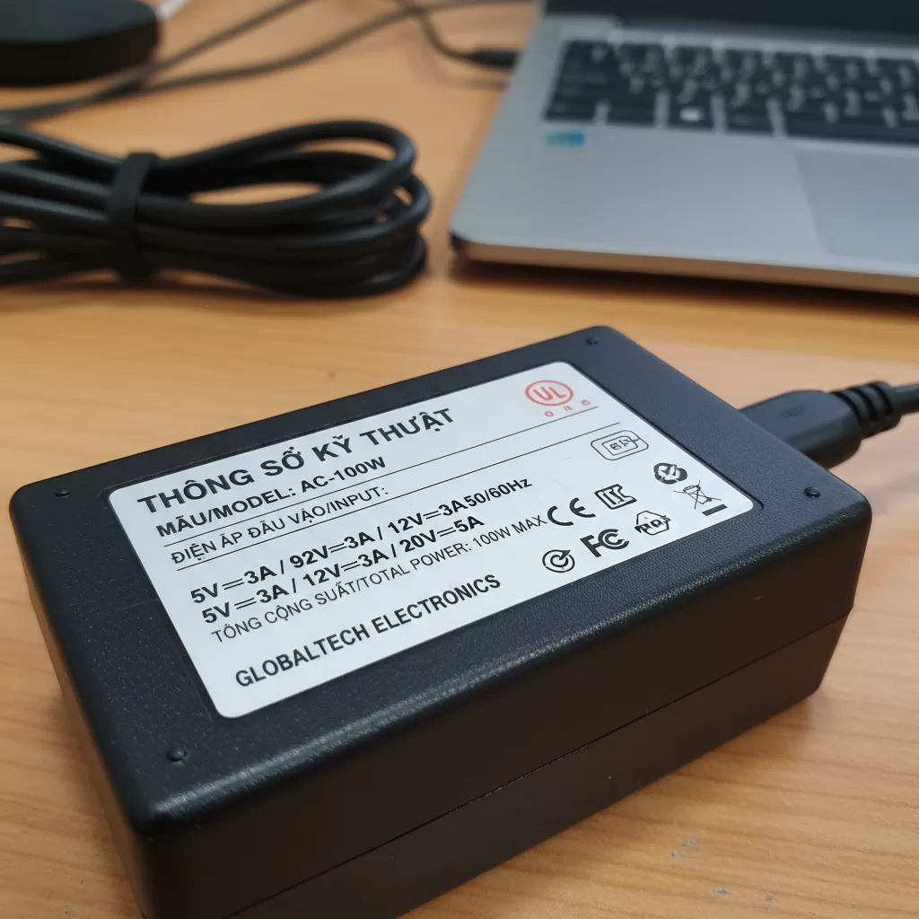 Kiểm tra kỹ thông số Output trên nhãn sạc để đảm bảo tính tương thích tuyệt đối với máy