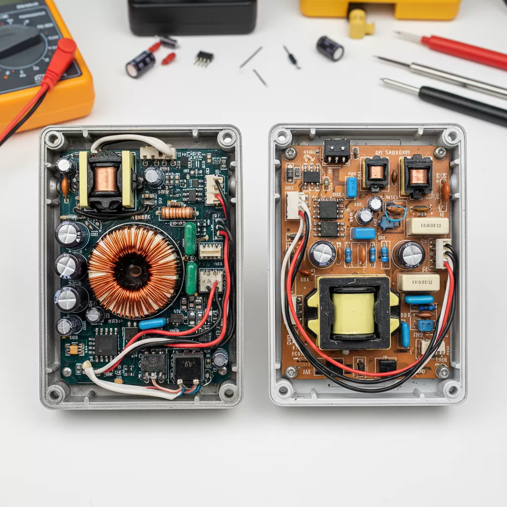 Linh kiện bên trong adapter chất lượng cao luôn đầy đủ và sắp xếp khoa học hơn hàng rẻ tiền