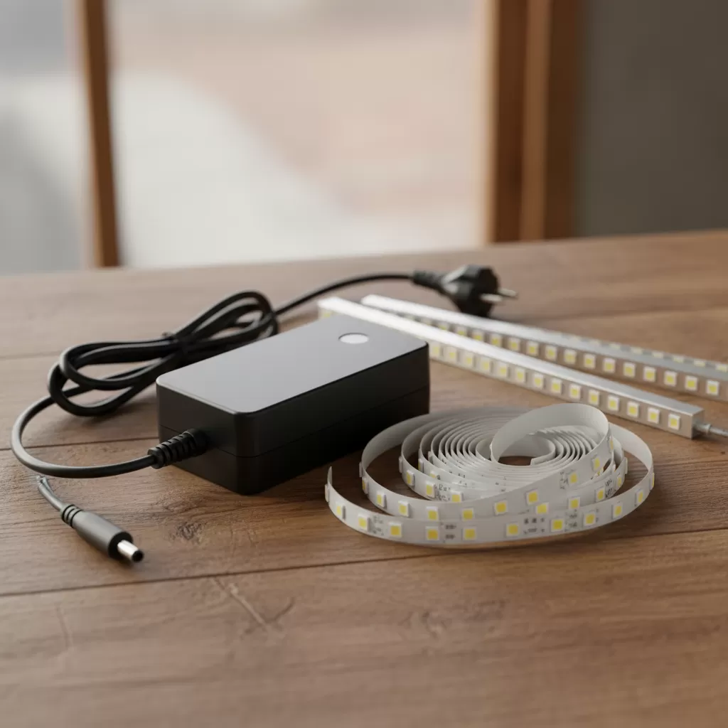 gemini_image_1772171887 Lựa chọn adapter 12V phù hợp là yếu tố then chốt cho hệ thống đèn LED hoạt động bền bỉ