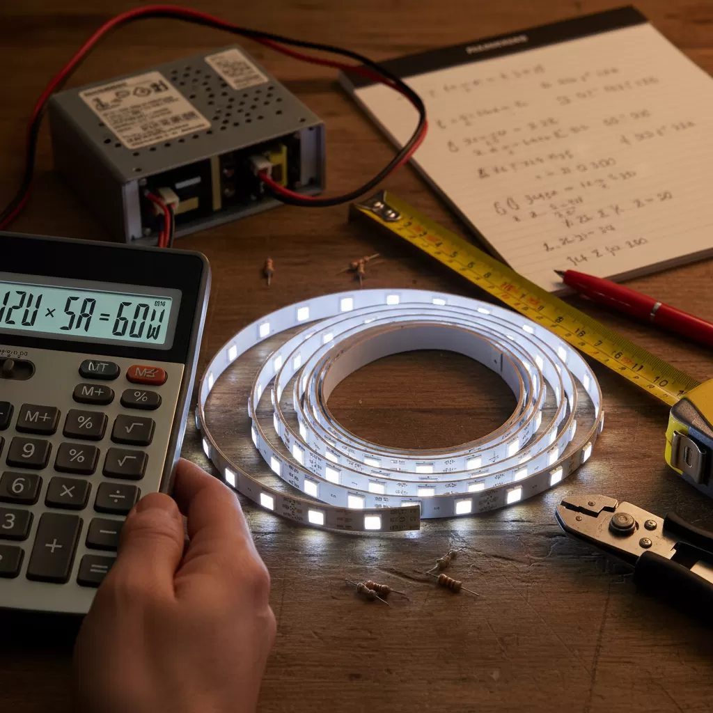 gemini_image_1772171888 Tính toán tổng công suất tiêu thụ là bước đầu tiên để chọn adapter chính xác