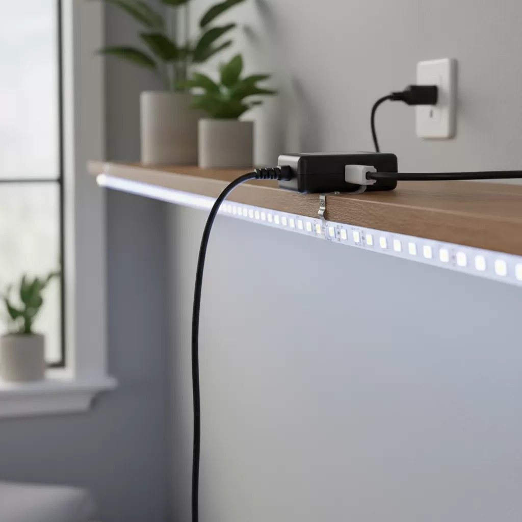 gemini_image_1772174654 Adapter 24V thường được sử dụng cho các hệ thống đèn LED dây công suất lớn