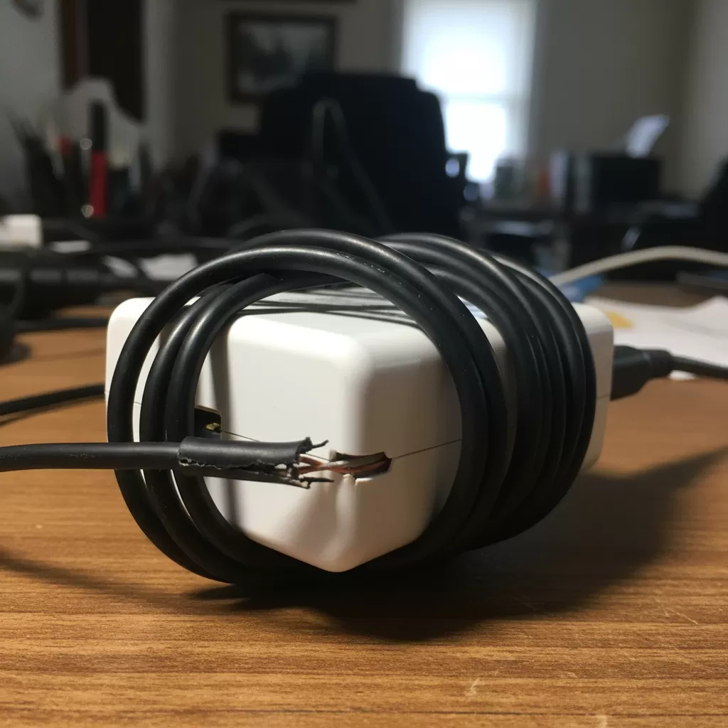 Sai lầm nghiêm trọng khi quấn dây sạc quá chặt quanh adapter gây căng thẳng cho dây dẫn