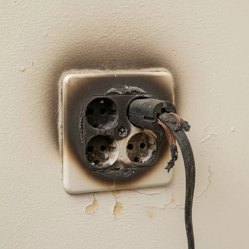 Nguy cơ hỏa hoạn từ việc sử dụng ổ cắm điện quá tải công suất trong thời gian dài