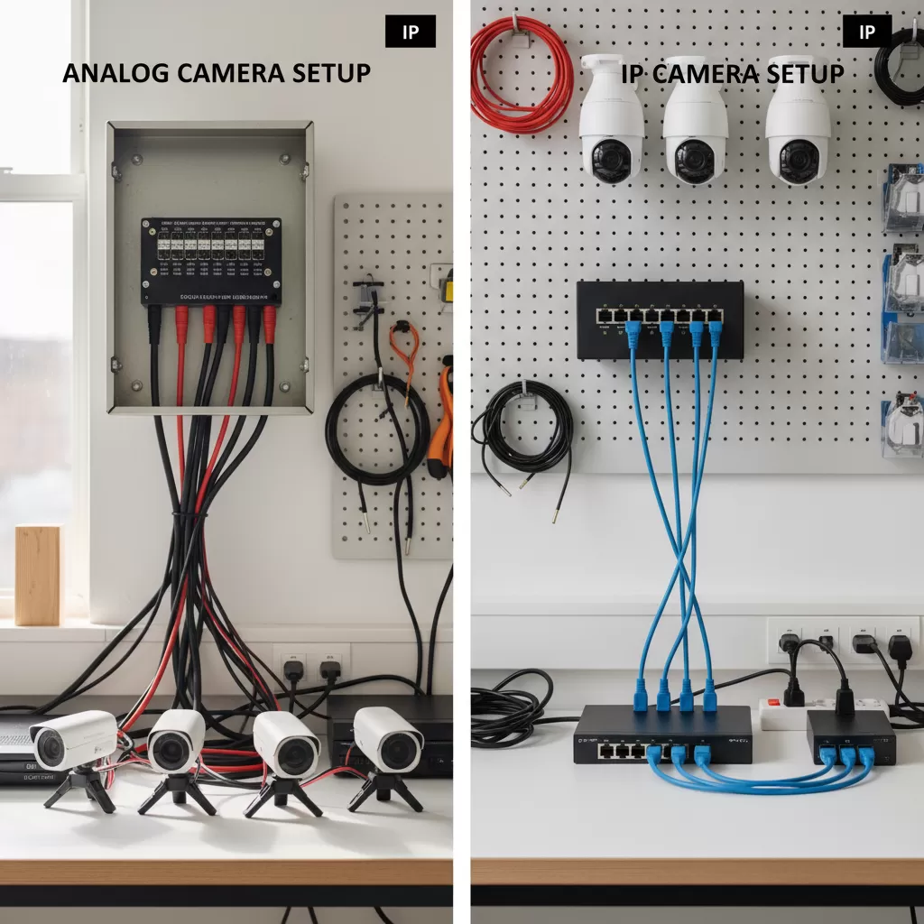 gemini_image_1772186422 Sự khác biệt về hệ thống cấp nguồn giữa camera IP và camera analog