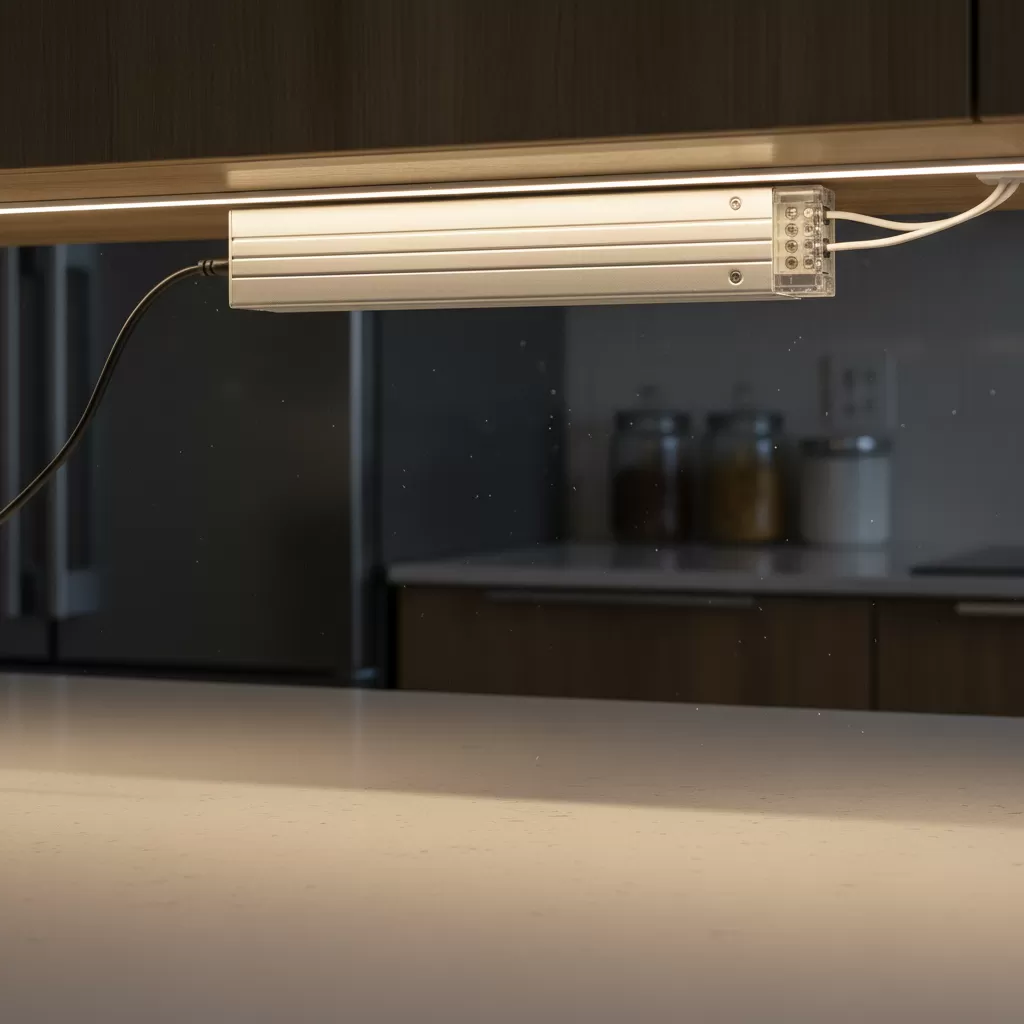 gemini_image_1772188592 Nguồn switching thiết kế mỏng chuyên dụng cho các không gian nội thất cao cấp