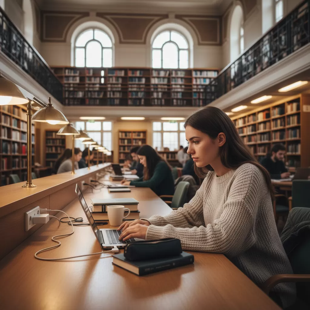 gemini_image_1772189879 Việc chọn mua sạc laptop phù hợp giúp sinh viên duy trì hiệu suất học tập