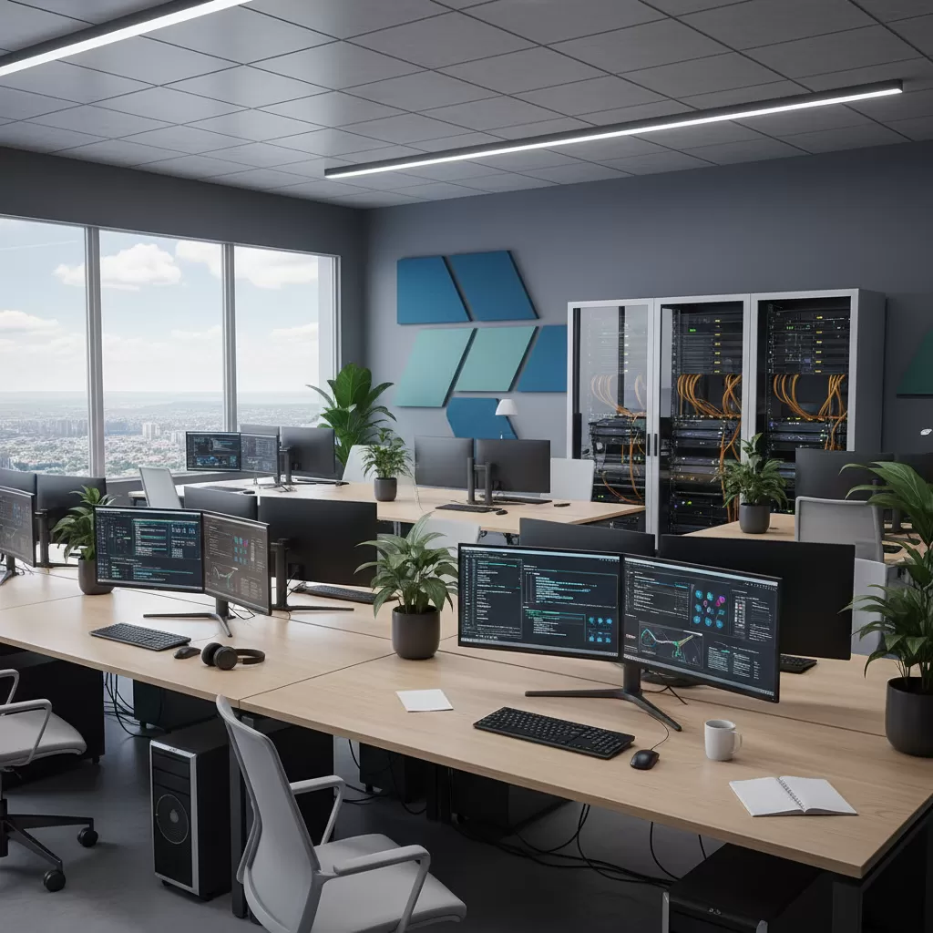 Hệ thống thiết bị điện tử dày đặc trong một văn phòng hiện đại đòi hỏi nguồn điện ổn định