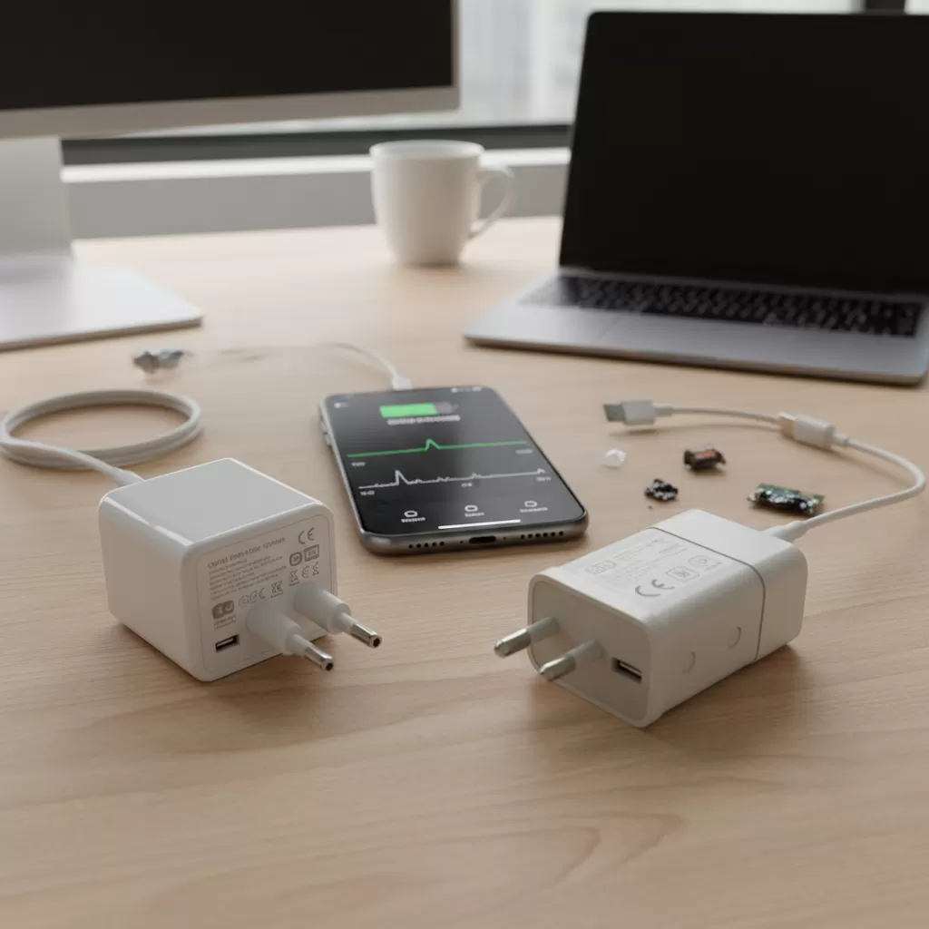 Sự khác biệt về độ hoàn thiện giữa sạc chất lượng và sạc giá rẻ không rõ nguồn gốc