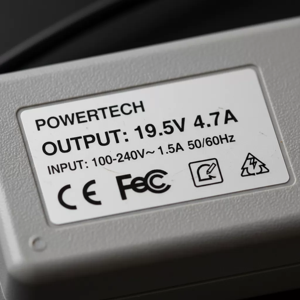 Kiểm tra kỹ các thông số Output trên nhãn của bộ sạc để đảm bảo tính tương thích