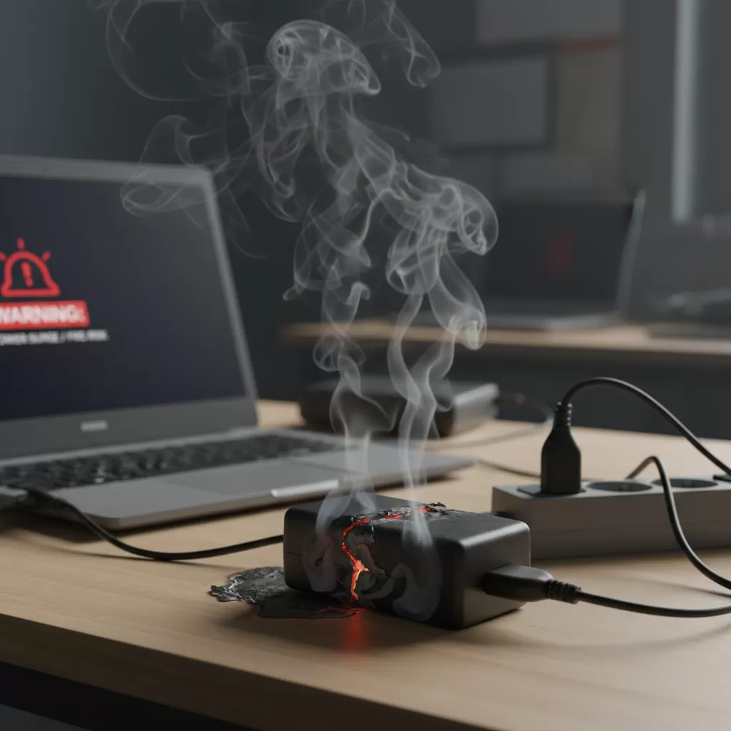 Sạc laptop không tương thích có thể gây ra tình trạng quá nhiệt và nguy cơ hỏa hoạn