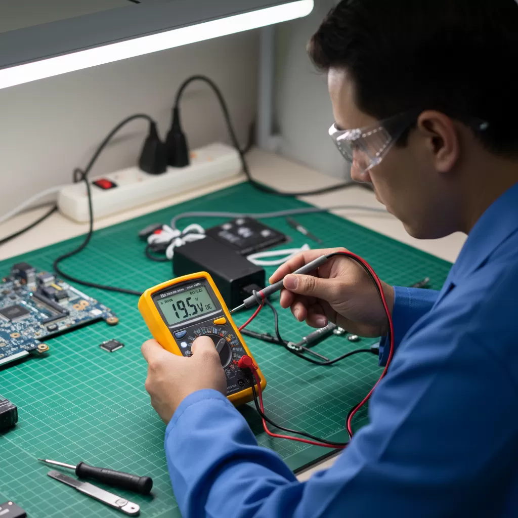 Sử dụng đồng hồ vạn năng là cách chính xác nhất để kiểm tra tình trạng hoạt động của adapter