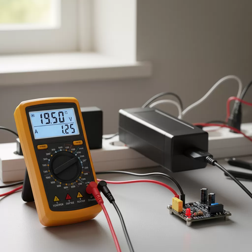 Sử dụng đồng hồ vạn năng để kiểm tra thông số kỹ thuật của adapter