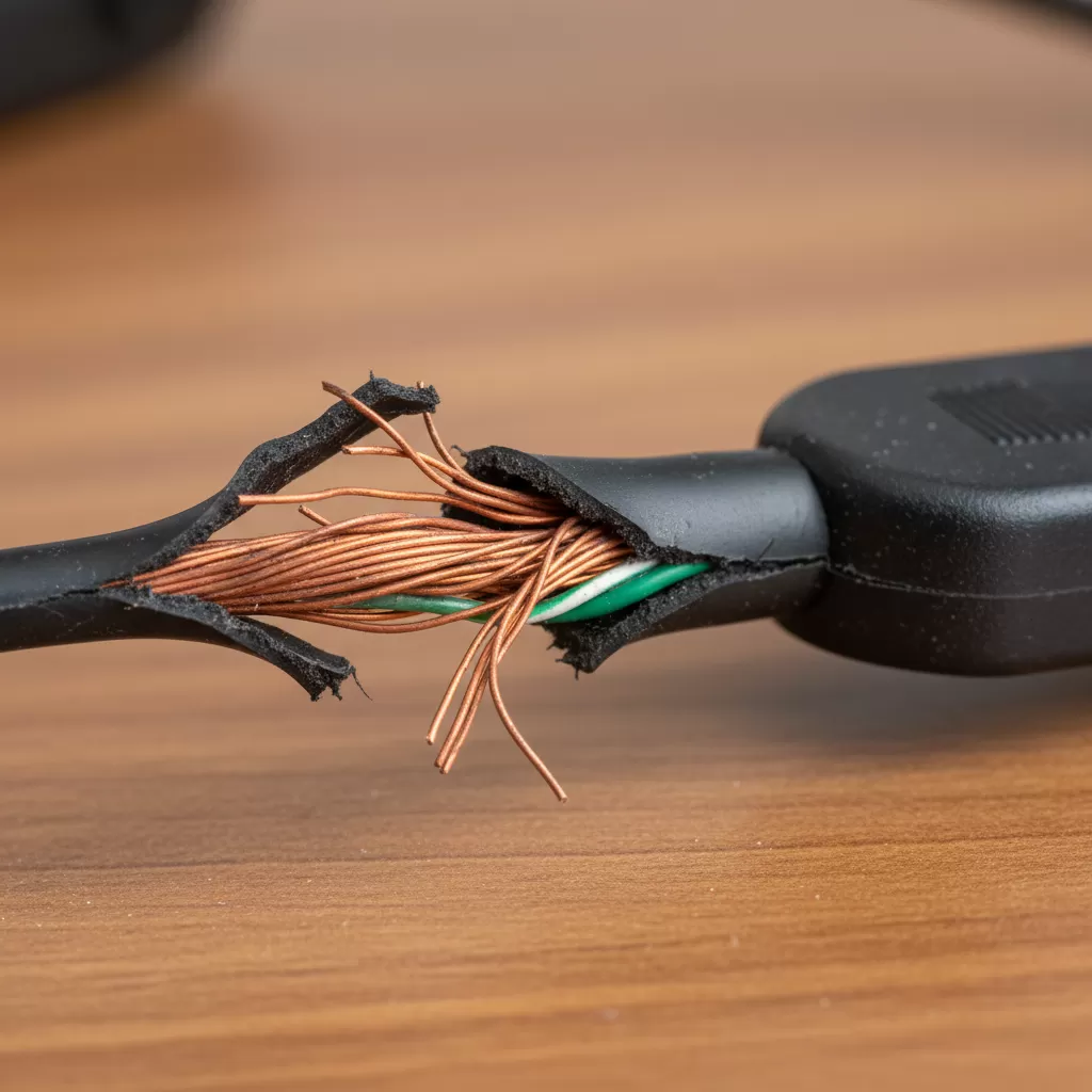 Dây cáp bị hở hoặc lớp vỏ biến dạng tiềm ẩn nguy cơ rò rỉ điện cực kỳ nguy hiểm